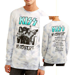 Kiss In Concert Tie Dye metal rock Official l/s T-Shirt 2XL XXL NWT